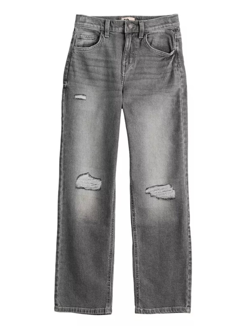 Girl's SO High Rise Distressed 90s Loose Fit Jeans - Grey Wash - 14 - NWT